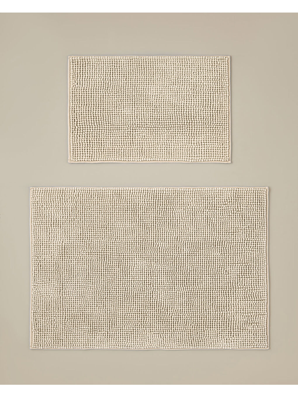 Macaroni Kaydırmaz Taban Banyo Paspası Seti 60x90 + 40x60 cm Bej