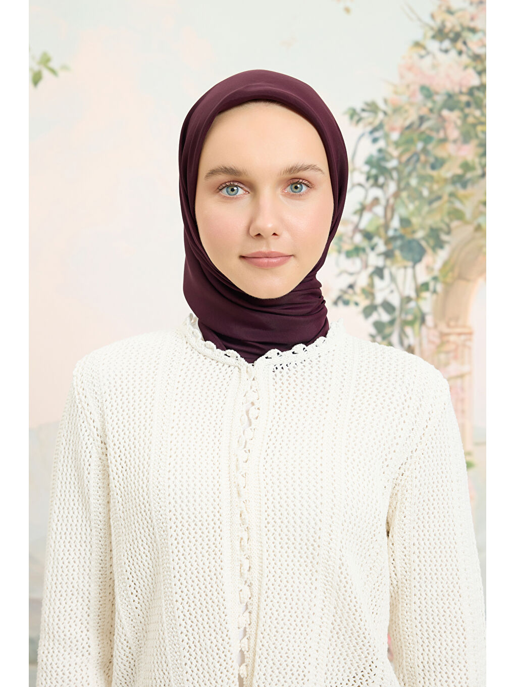 Floş Viskon Düz Eşarp Mürdüm