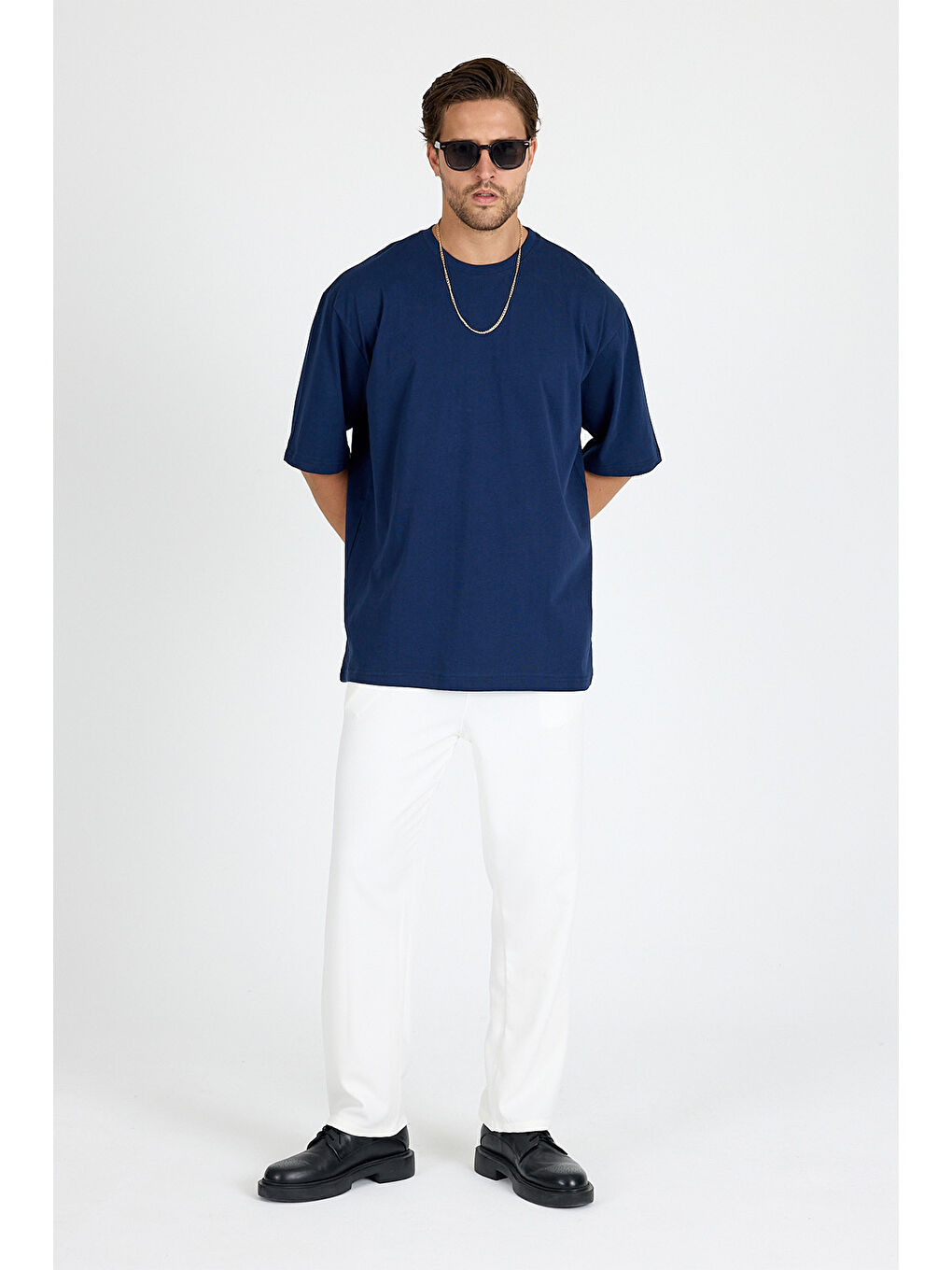 Erkek Timeless Oversize Lacivert T-Shirt-1