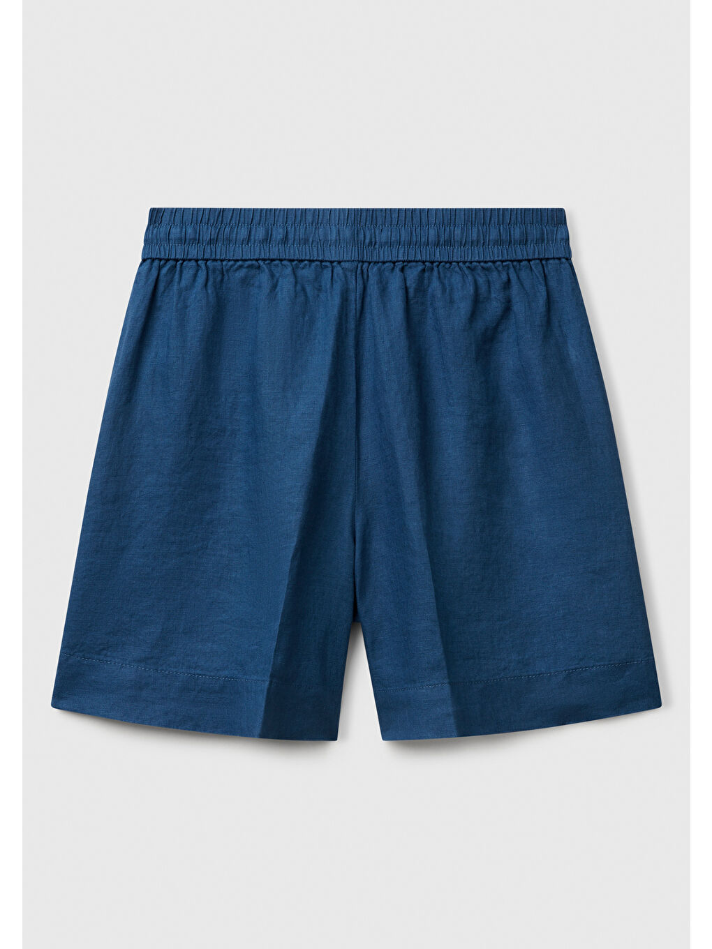 Mavi Kadın Denim %100 Keten Büzgü İpli Cepli Bermuda Şort-3