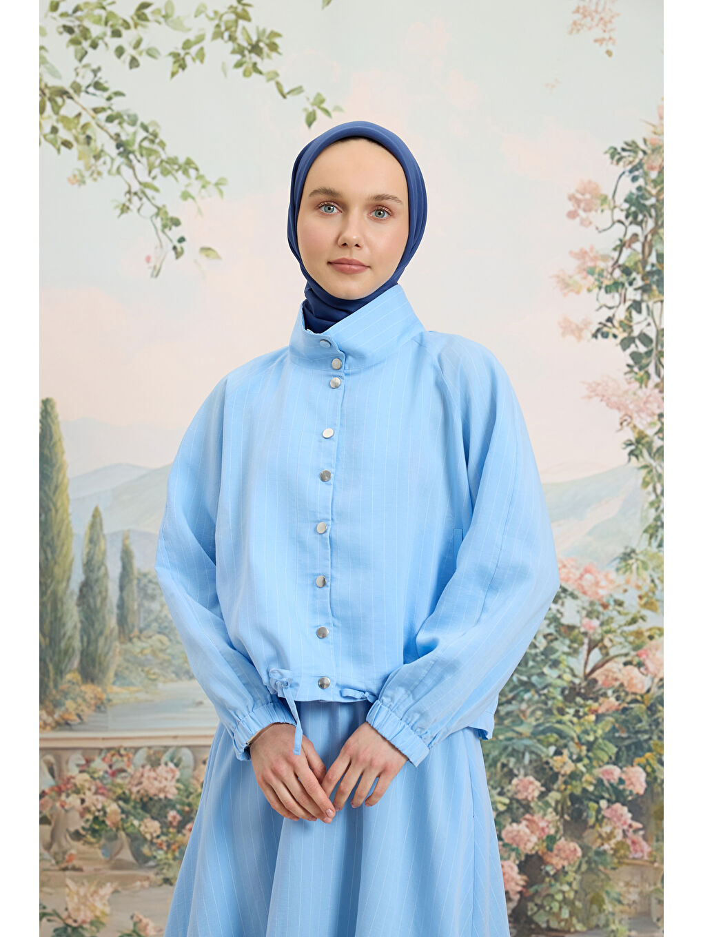 Mavi Floş Viskon Düz Eşarp İndigo-4