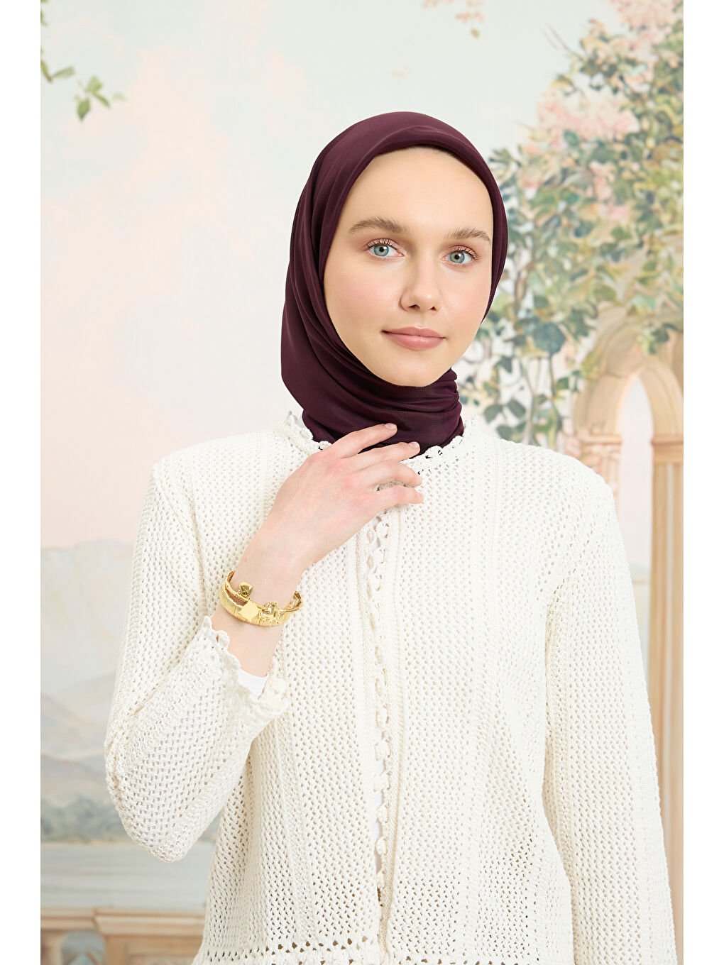 Floş Viskon Düz Eşarp Mürdüm-2