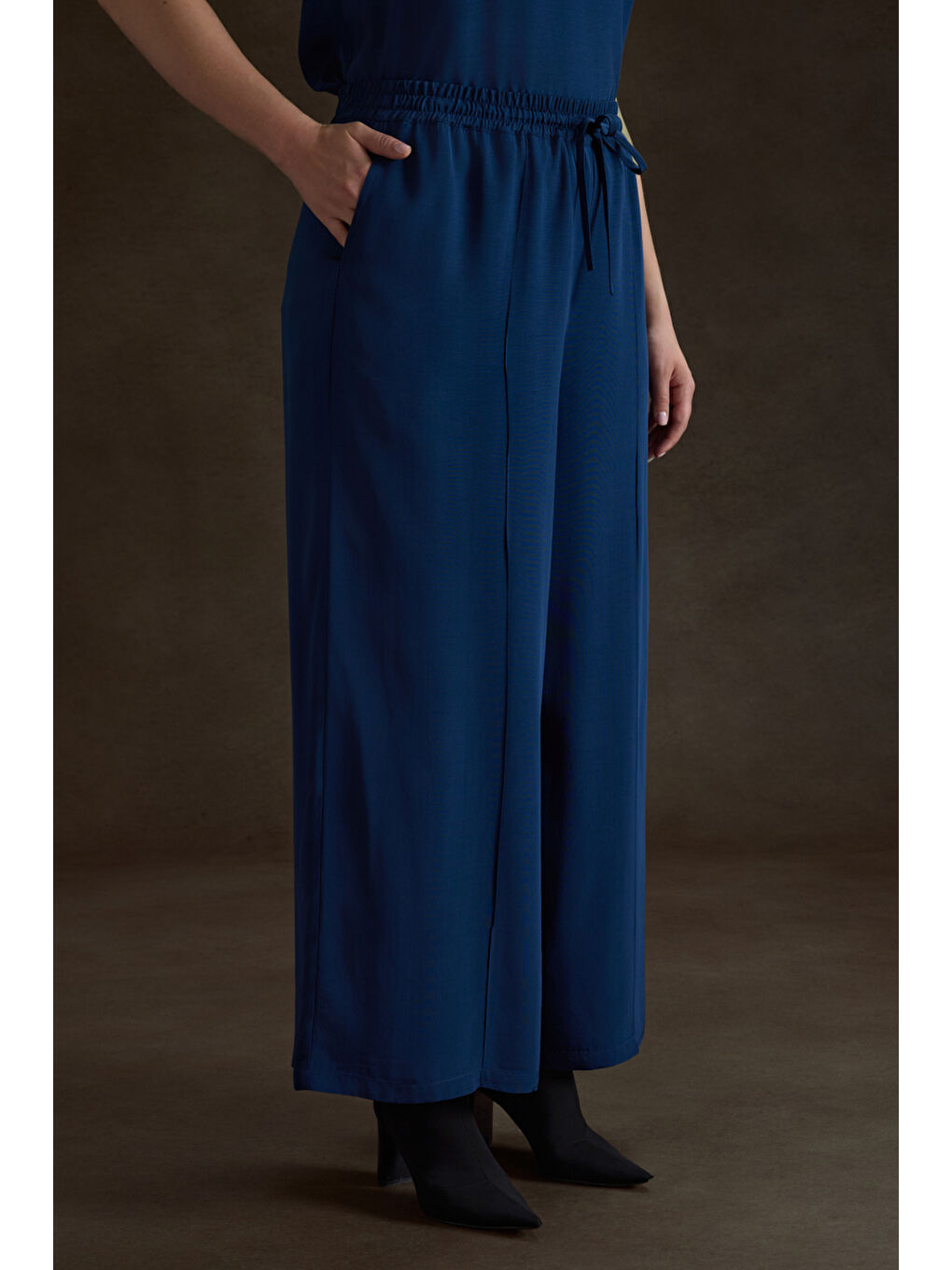 Lacivert Lyocell Pantolon-3
