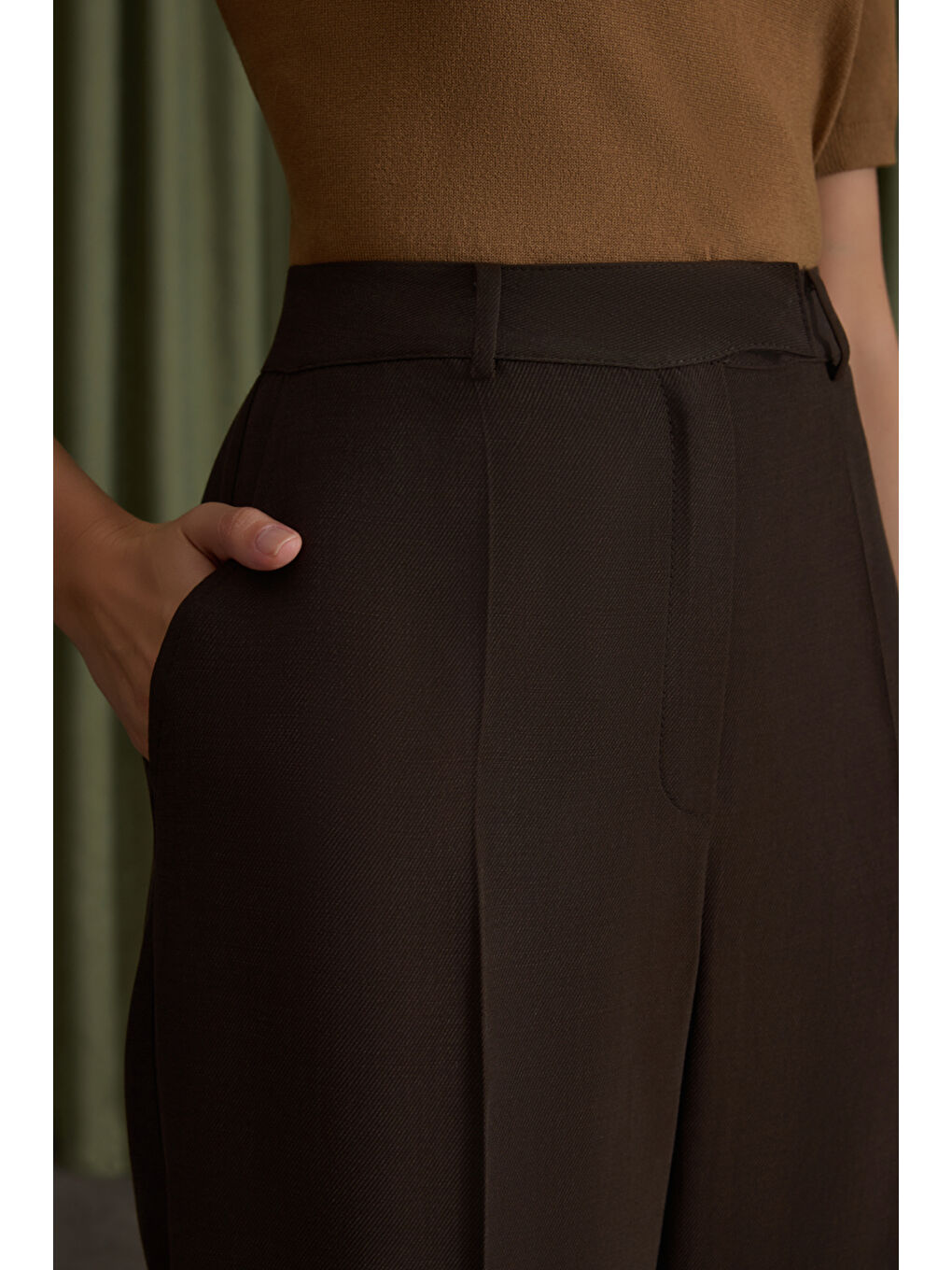 Kahverengi Lyocell Pantolon-4