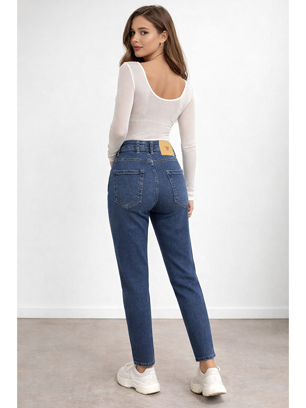 Lacivert Koyu Renk Dar Paça Esnek Jean-1