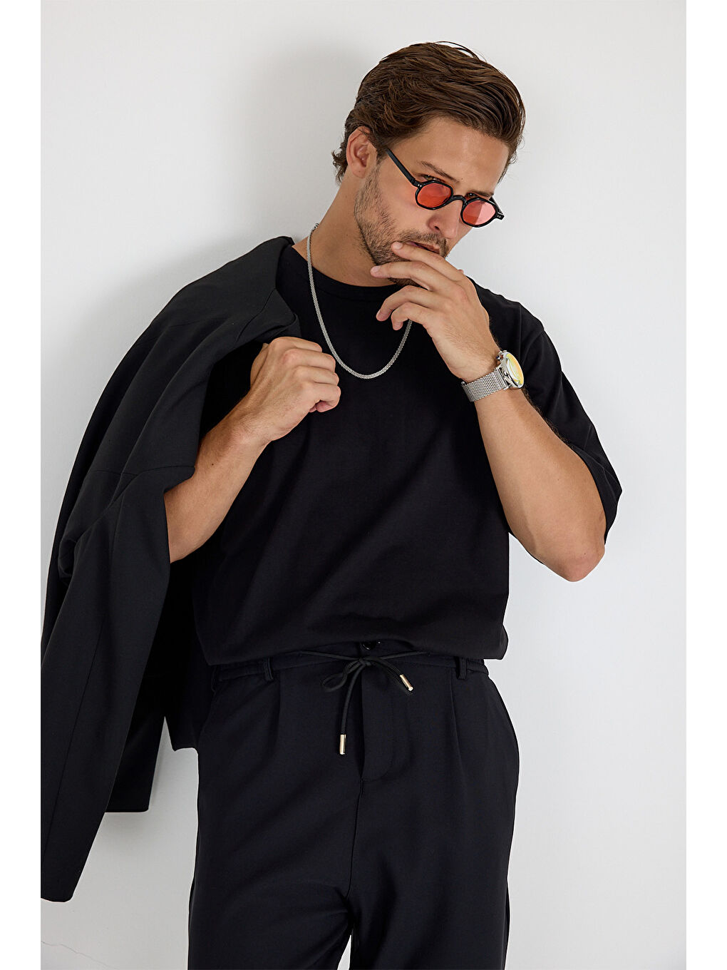 Erkek Timeless Oversize Siyah T-Shirt-2