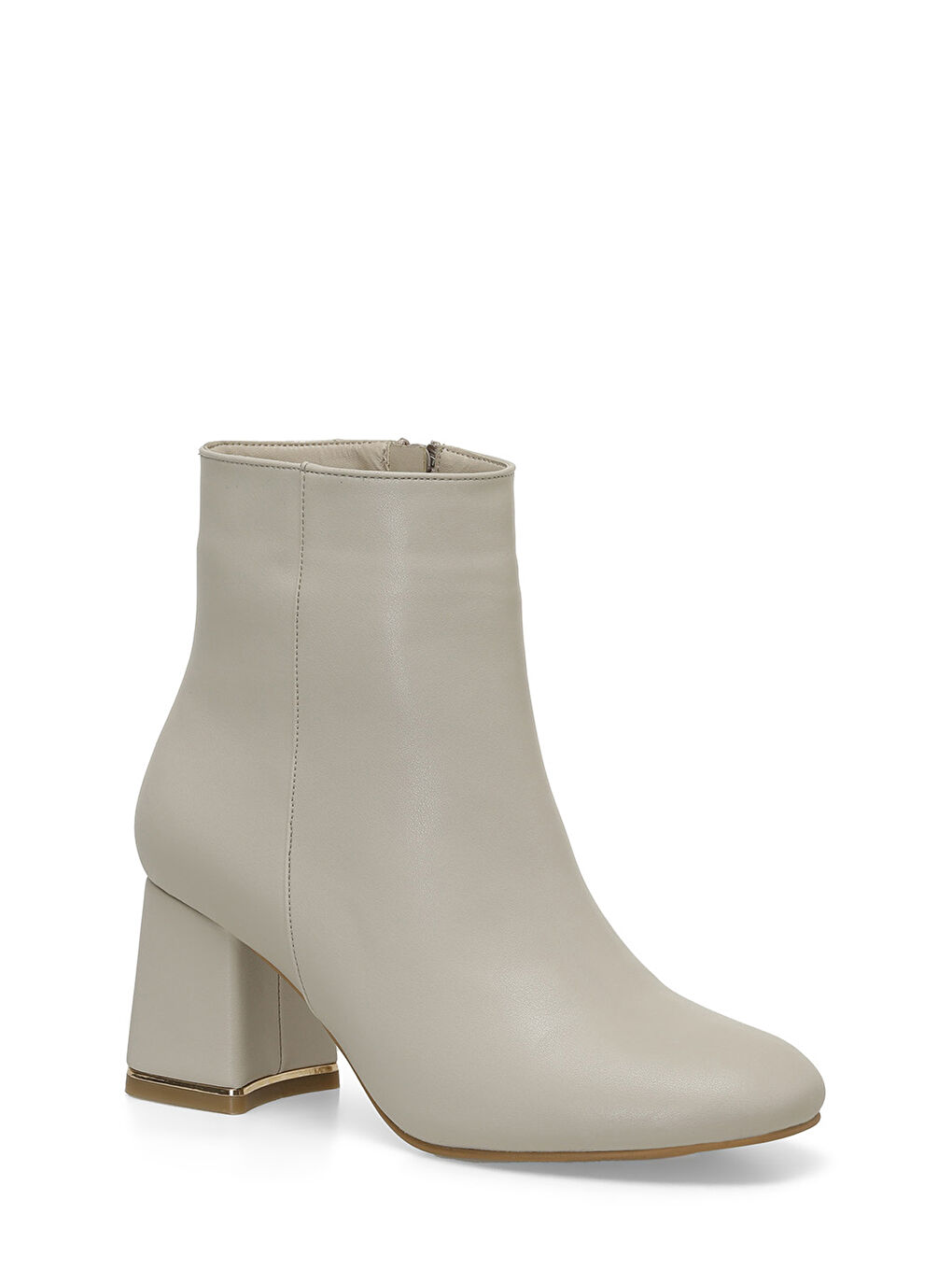 21K-256 4PR Bej Kadın Topuklu Bot-1