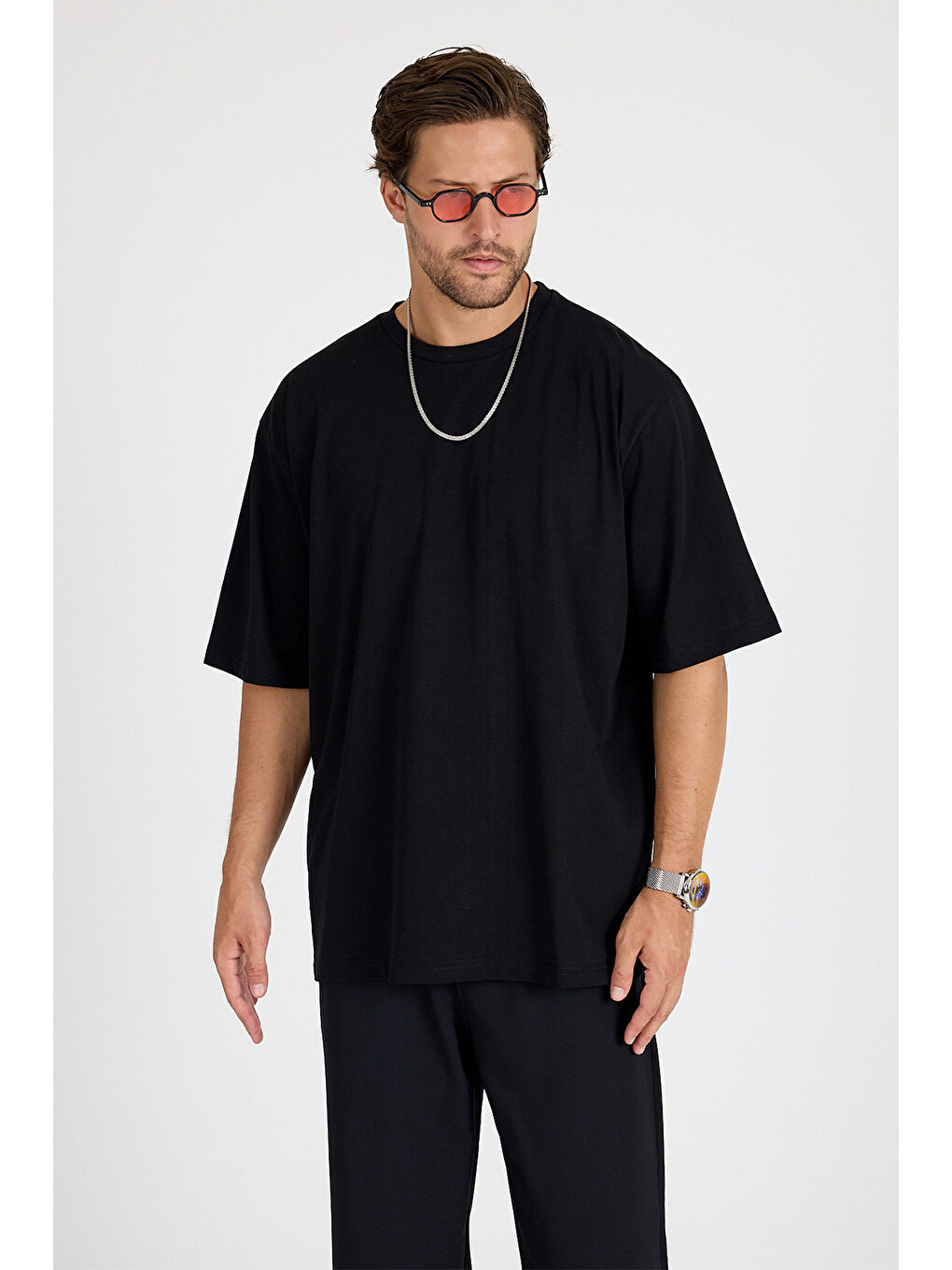 Erkek Timeless Oversize Siyah T-Shirt-3