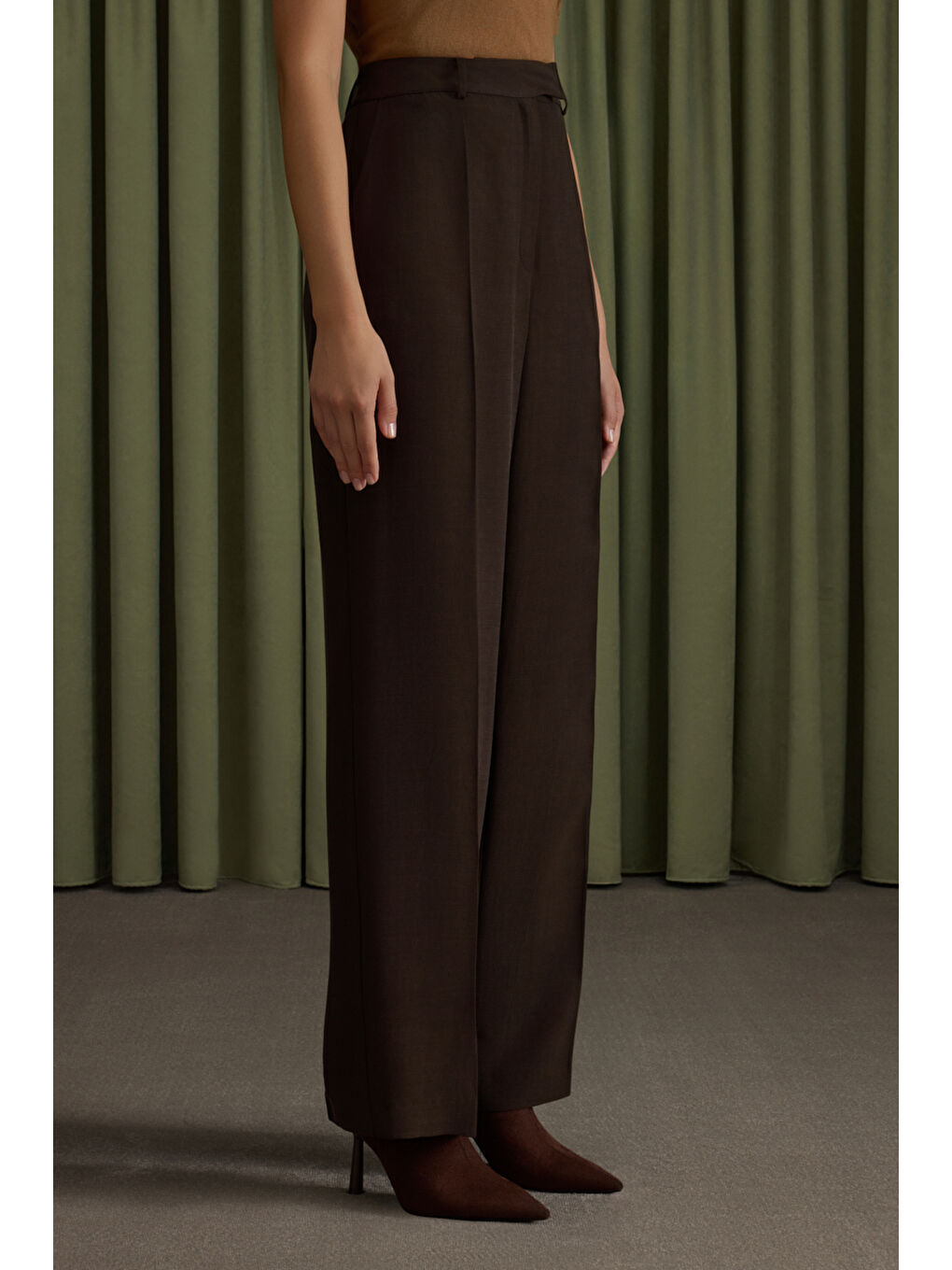 Kahverengi Lyocell Pantolon-5