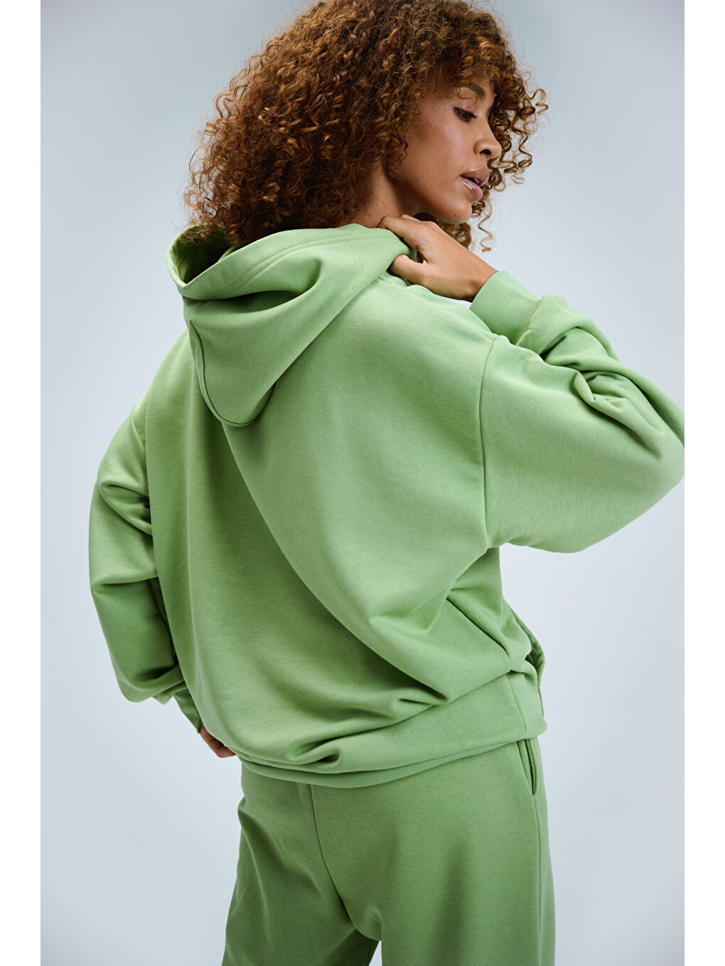 Kadın Timeless Oversize Fıstık Yeşili Hoodie Sweatshirt-2