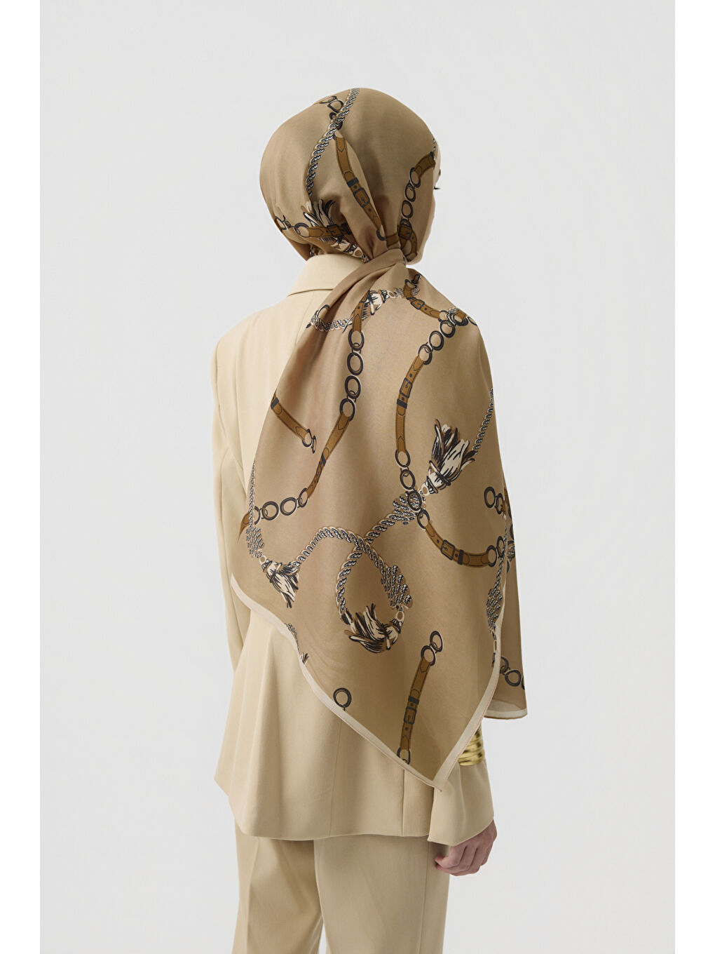 Bej Pamuk Twill Şal Linkage Camel-4