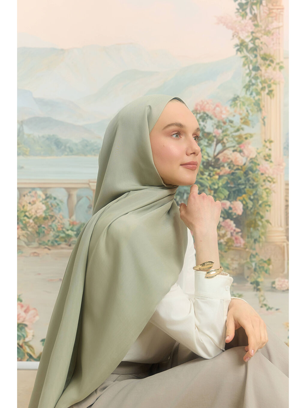 Yeşil Floş Viskon Düz Şal Ihlamur-1