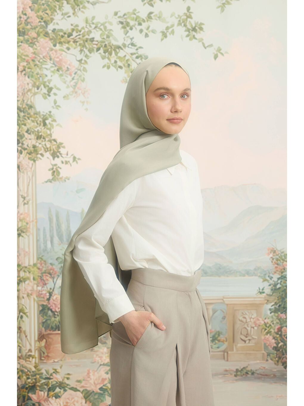 Yeşil Floş Viskon Düz Şal Ihlamur-2