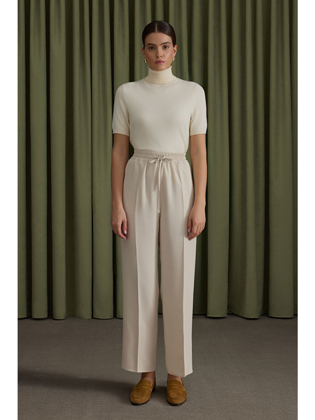 Bej Taş Lyocell Pantolon