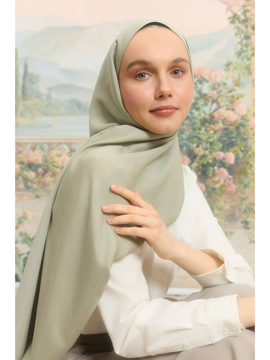 Yeşil Floş Viskon Düz Şal Ihlamur-3