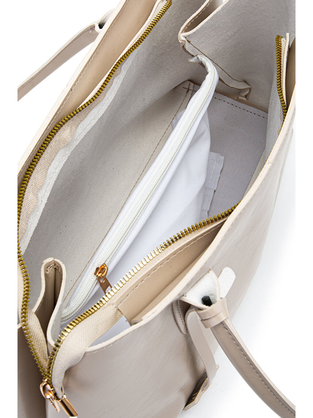 Ekru Deri Aksesuarlı Vegas Kadın Kol Çanta Krem-4