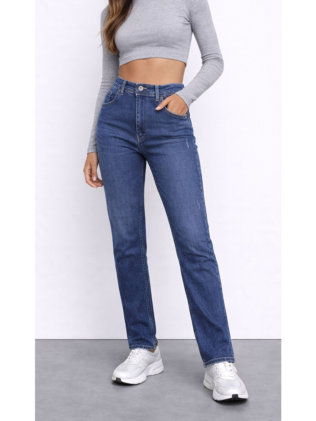 Lacivert Koyu Renk Dar Paça Jean