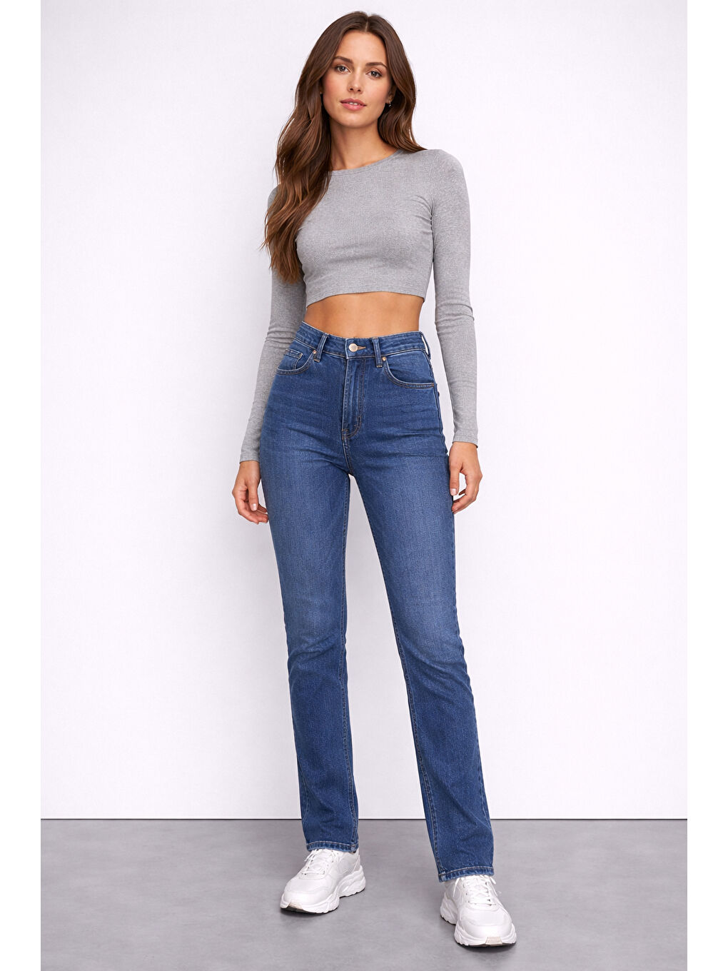 Lacivert Koyu Renk Dar Paça Jean-1