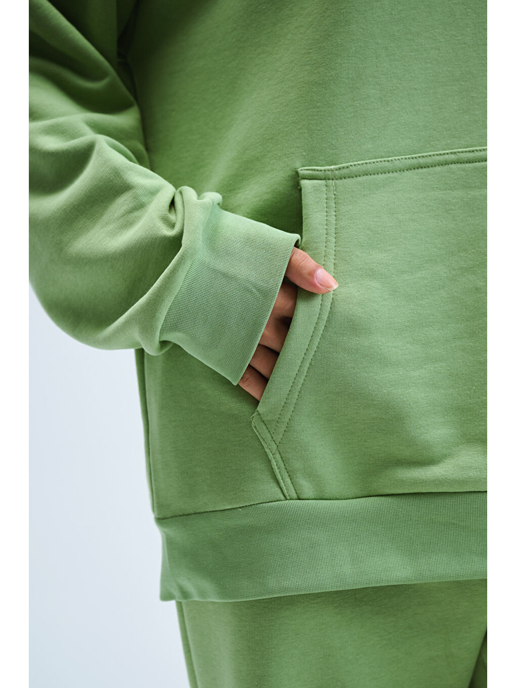 Kadın Timeless Oversize Fıstık Yeşili Hoodie Sweatshirt-4