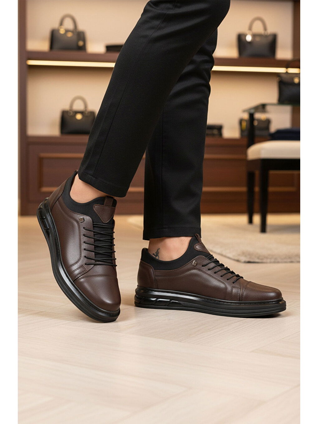 Kahverengi Kahve Hakiki Deri Ortopedik Erkek Casual Ayakkabı 117 M-2