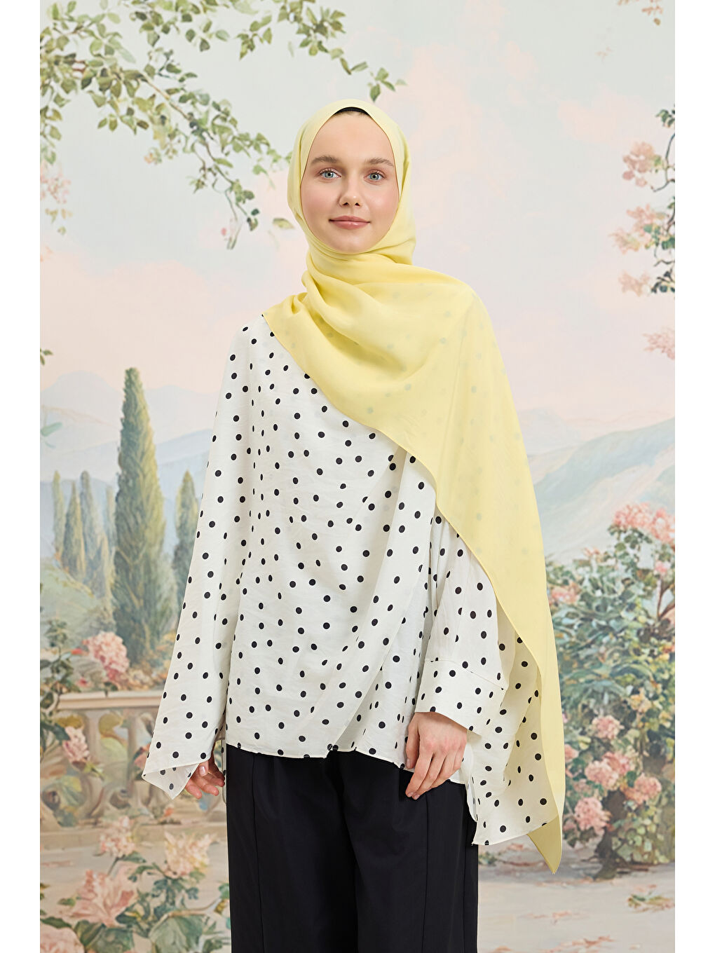 Floş Viskon Düz Şal Uçuk Sarı-1