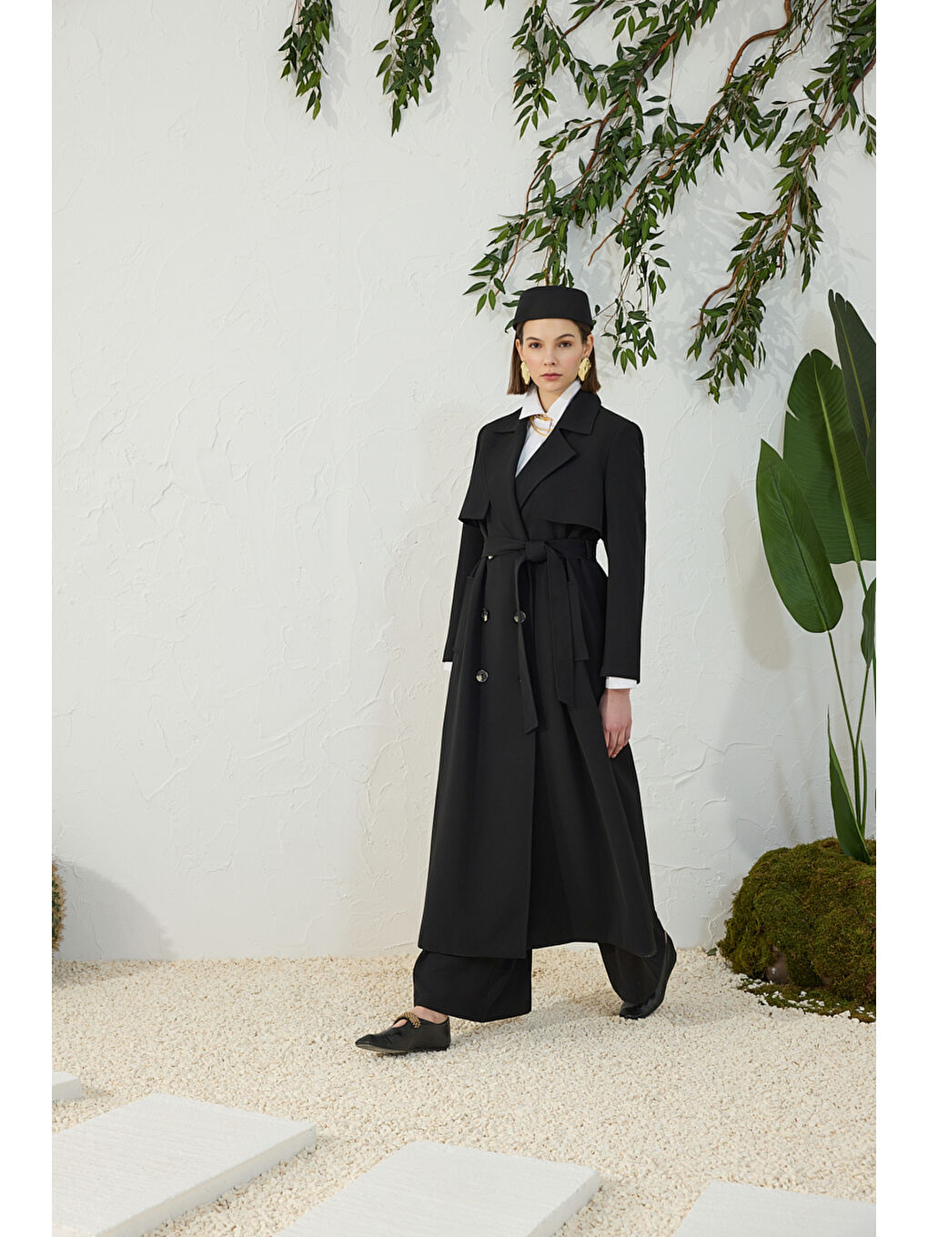 Siyah Çift Rüzgarlı Pardösü-1