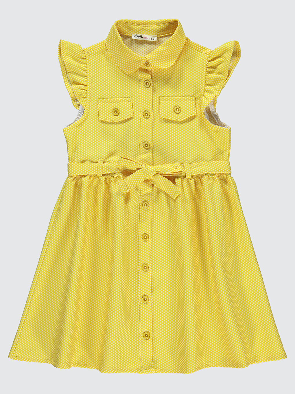 Girls Kız Çocuk Elbise 6-9 Yaş Sarı