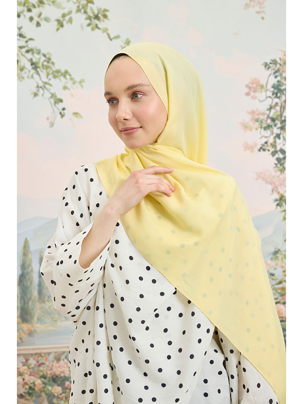 Floş Viskon Düz Şal Uçuk Sarı-2