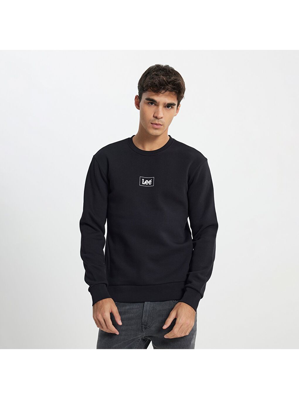 Lee Erkek Siyah Yuvarlak Yaka Sweatshirt