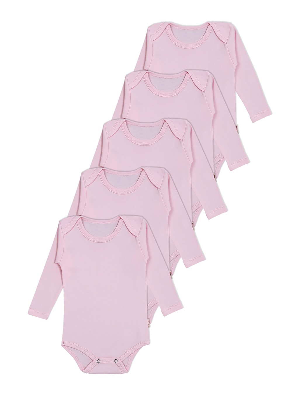 Pembe 5'Li Bebek Uzun Kollu Pamuk Çıtçıtlı Body