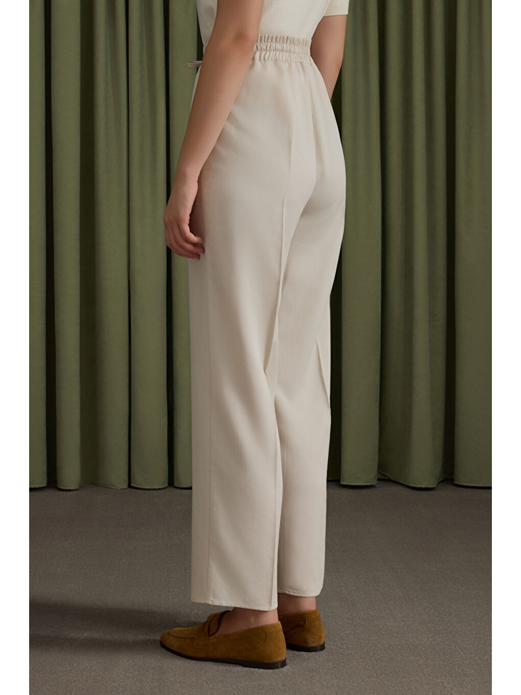 Bej Taş Lyocell Pantolon-4