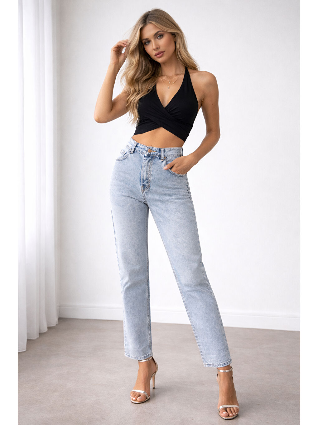 Açık Mavi Yüksek Bel Kadın Jean-2