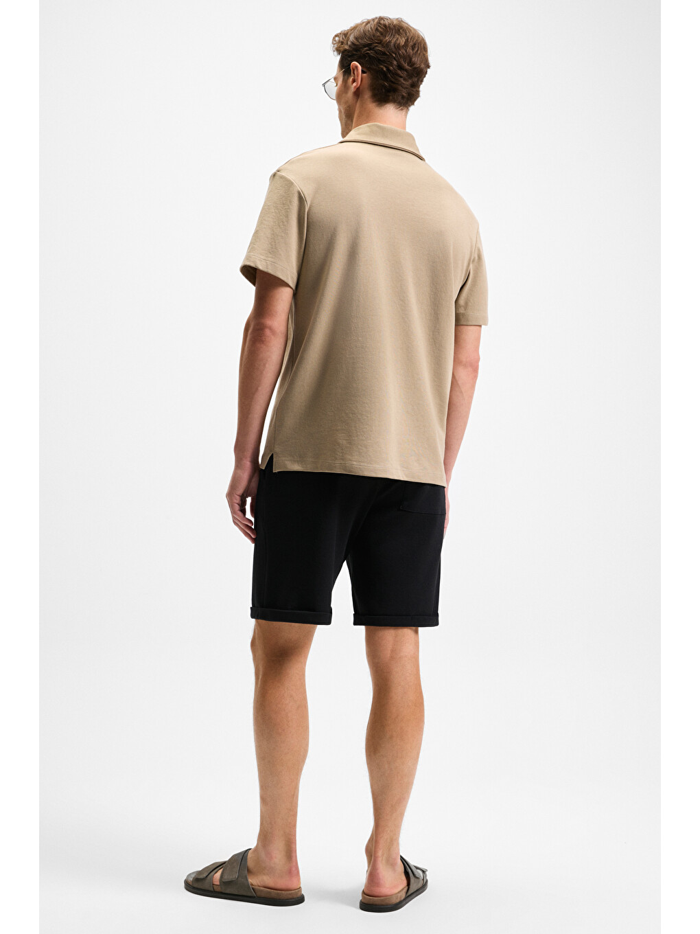 Siyah YOURI Erkek Beli Lastikli Arka Tek Cepli Relaxed Fit SİYAH Şort-3