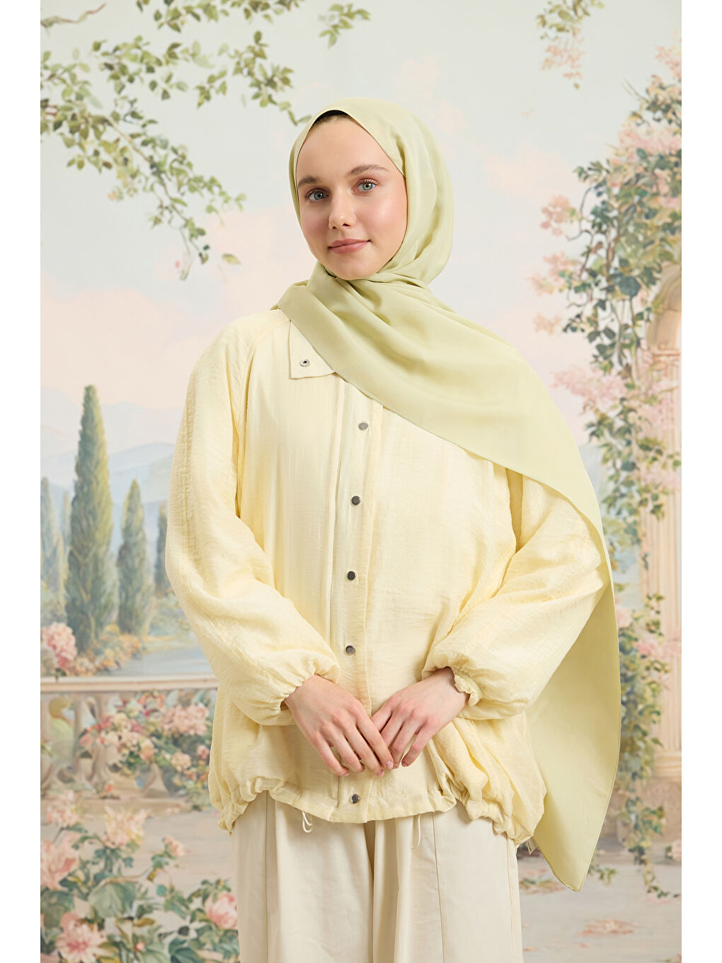 Floş Viskon Düz Şal Uçuk Yeşil