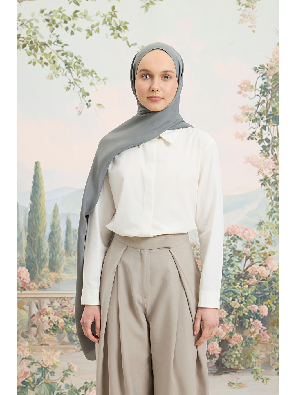 Gri Floş Viskon Düz Şal Füme-4