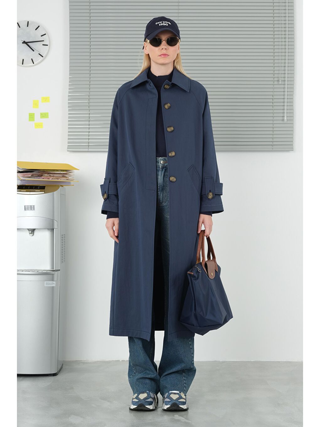 Çift Apoletli Trençkot Lacivert-2