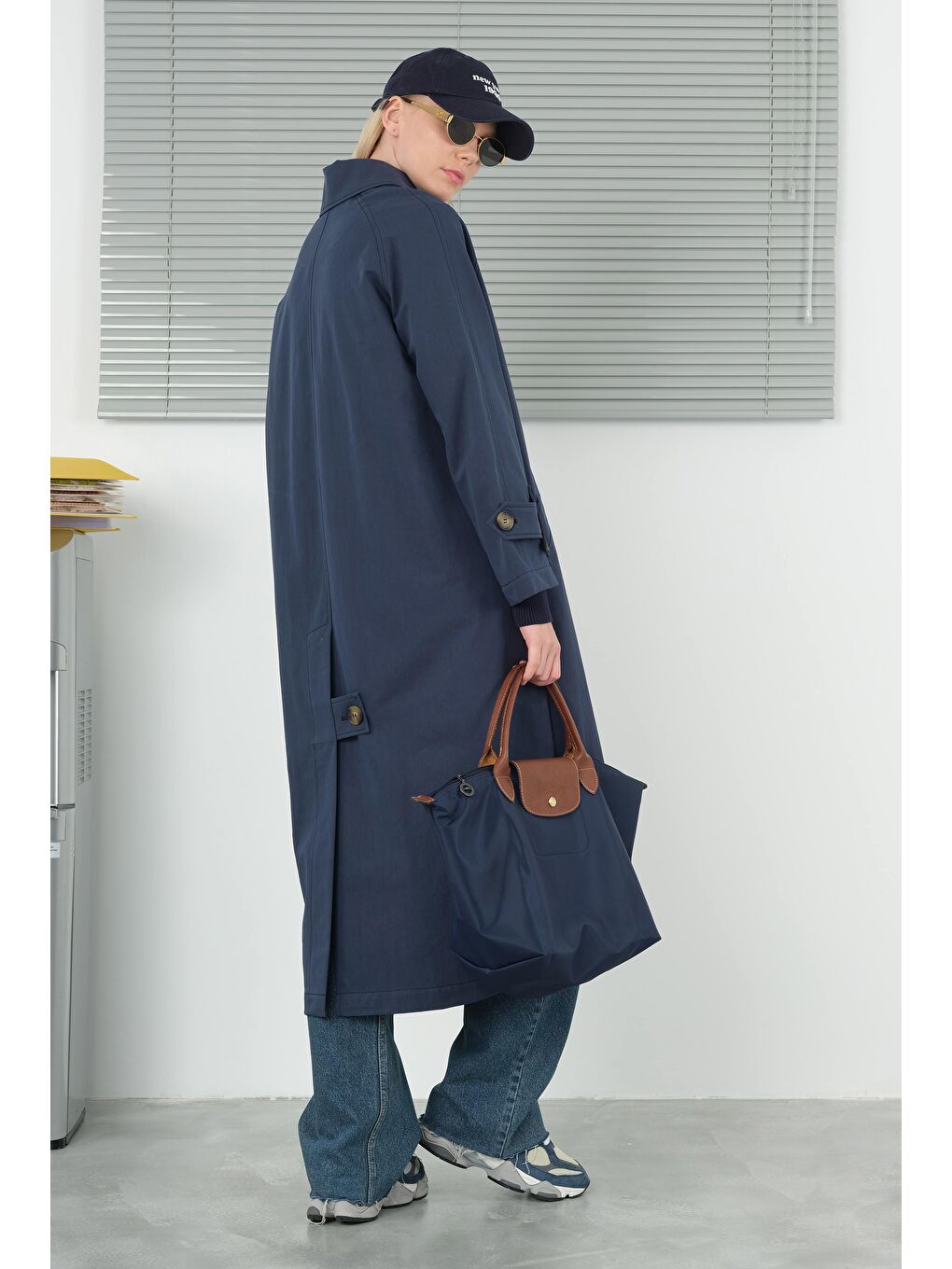 Çift Apoletli Trençkot Lacivert-3