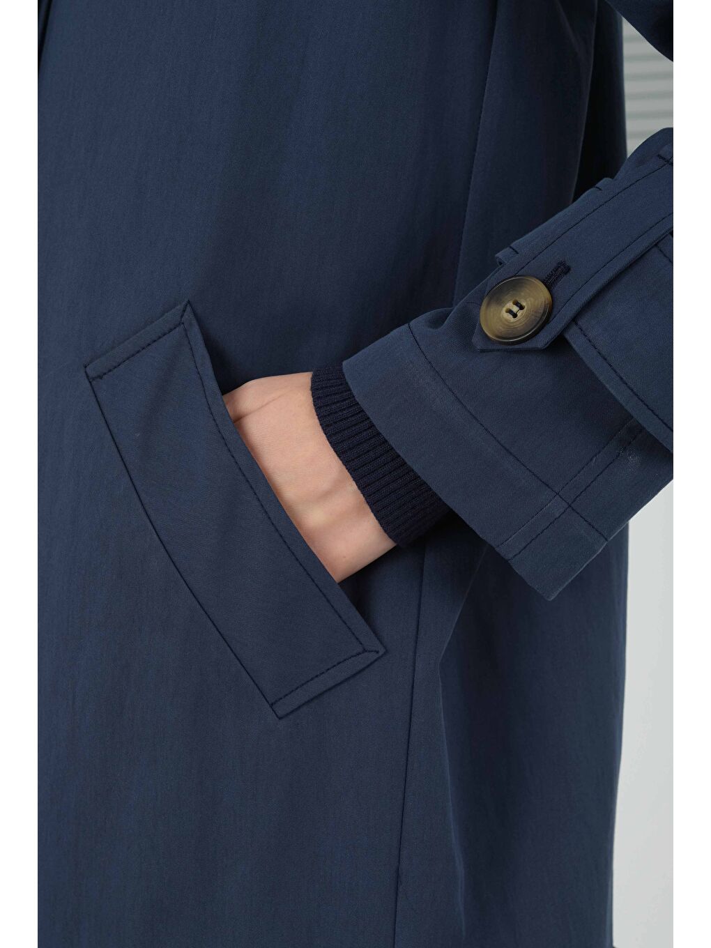 Çift Apoletli Trençkot Lacivert-4