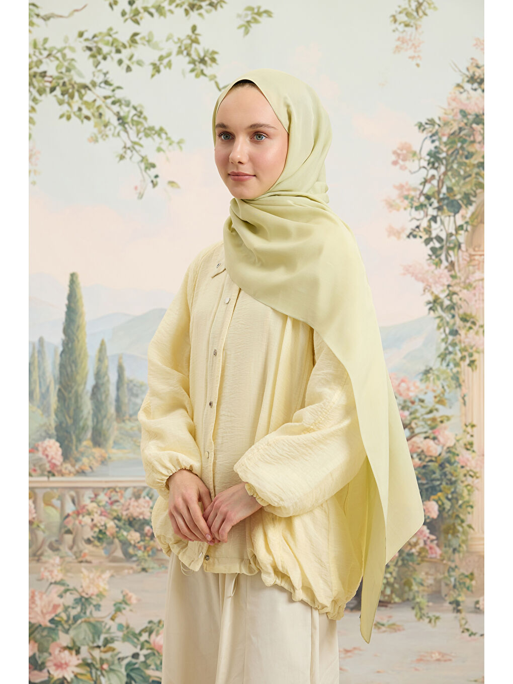 Floş Viskon Düz Şal Uçuk Yeşil-1