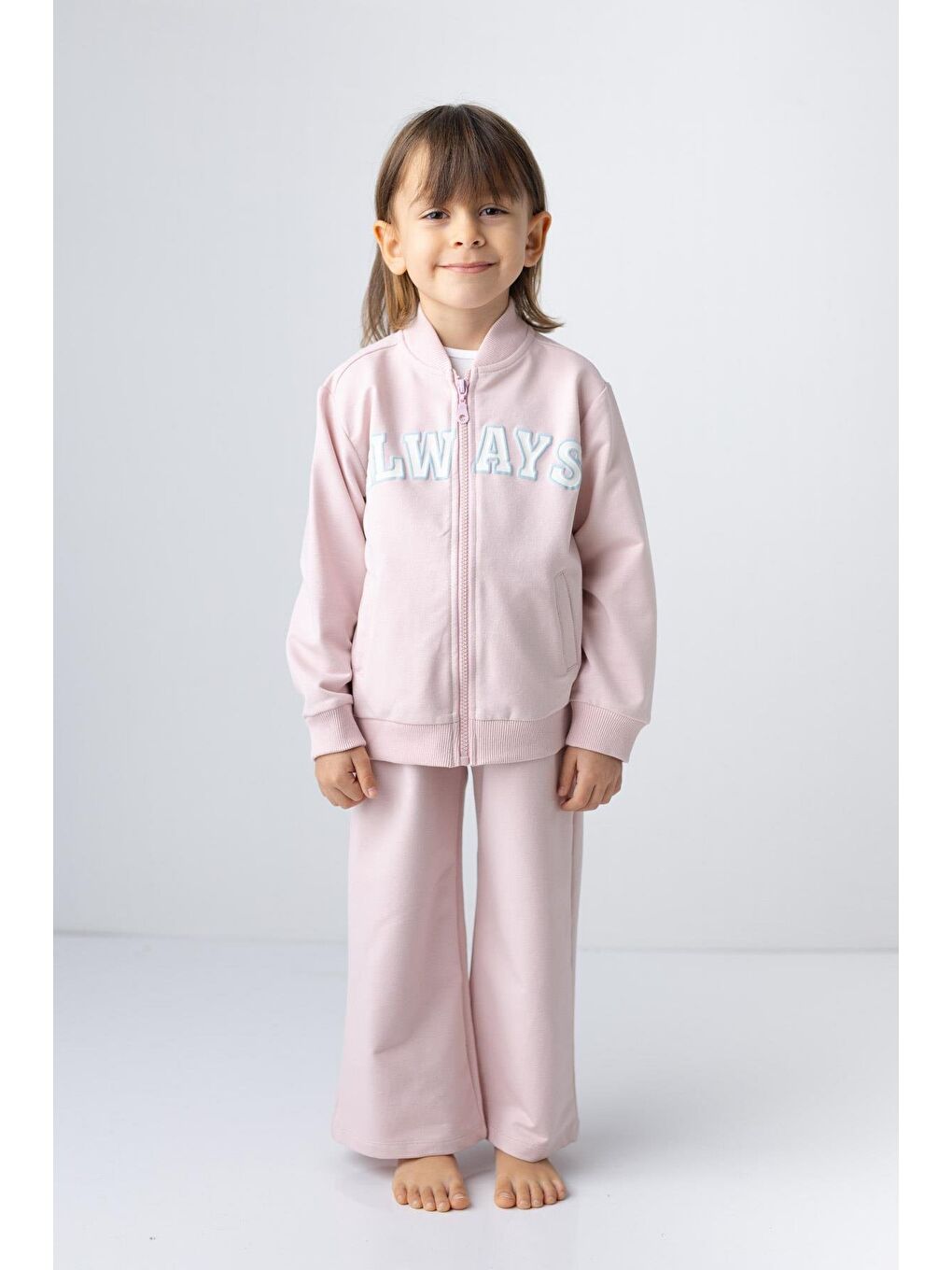 Pembe Kız Çocuk Kabartma Baskılı Kolej Ceket-1