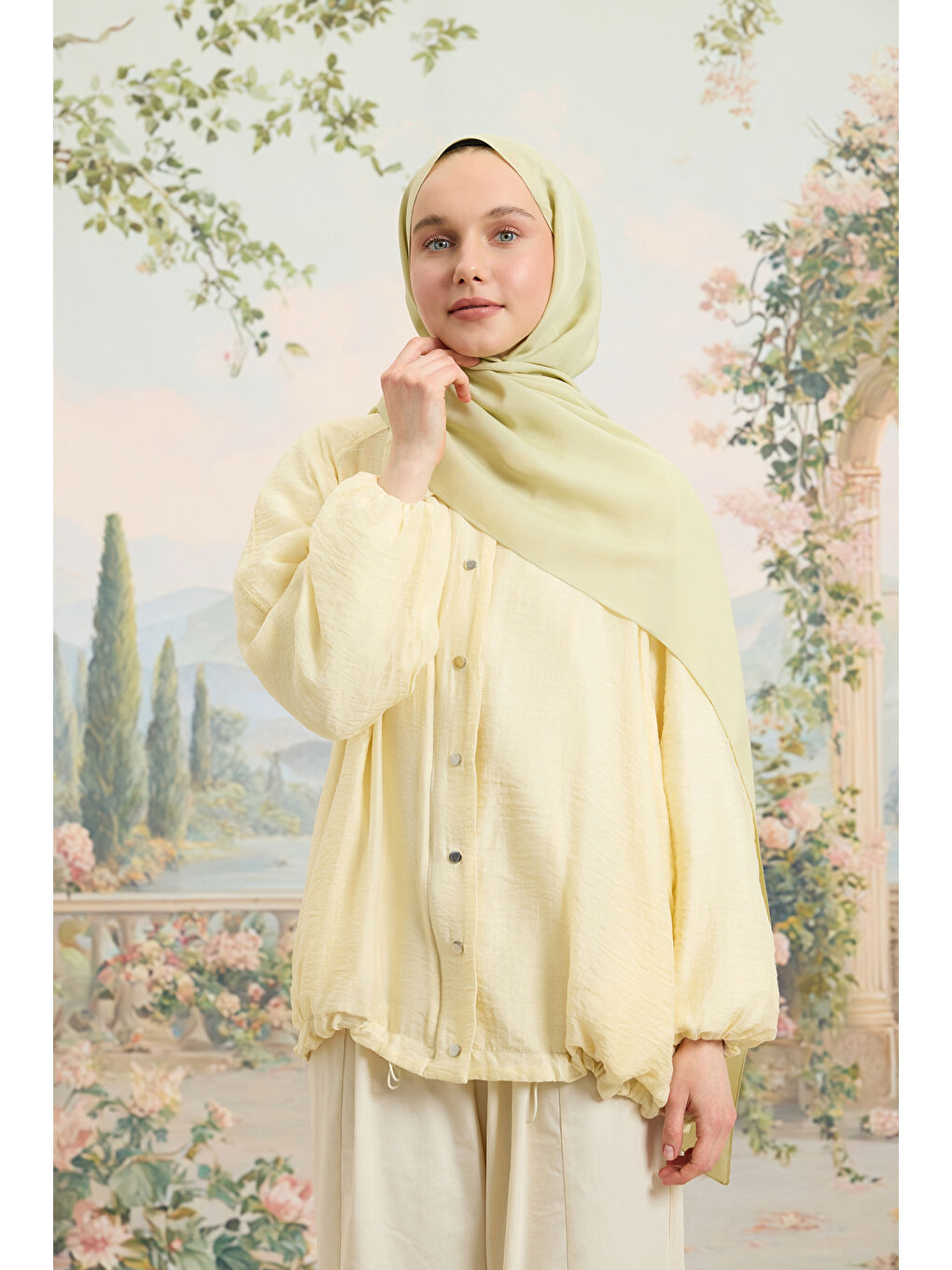 Floş Viskon Düz Şal Uçuk Yeşil-2