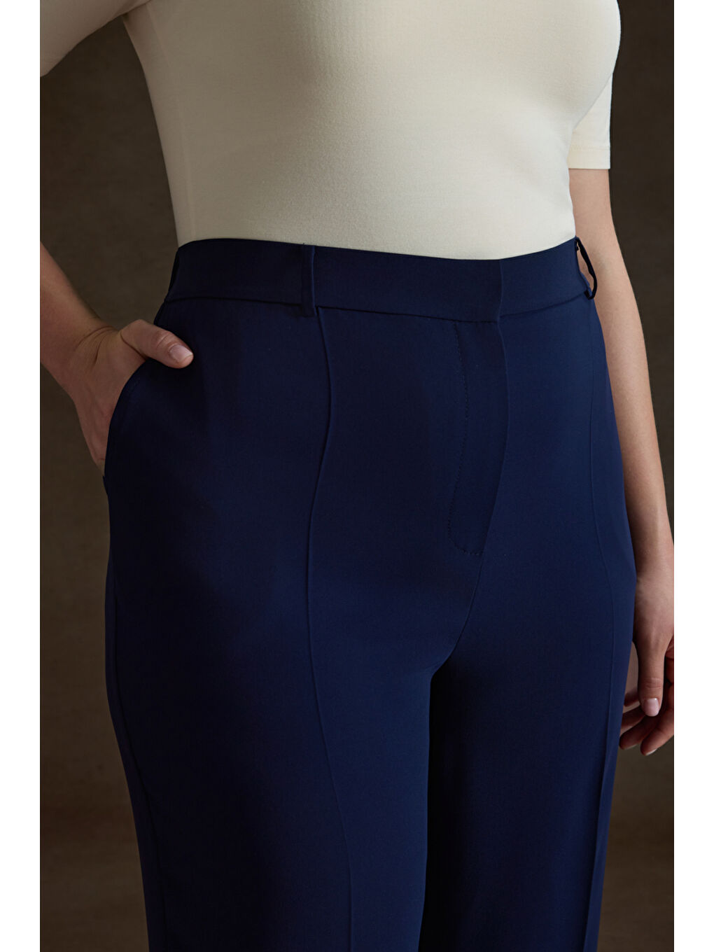 Lacivert Dokuma Pantolon-3