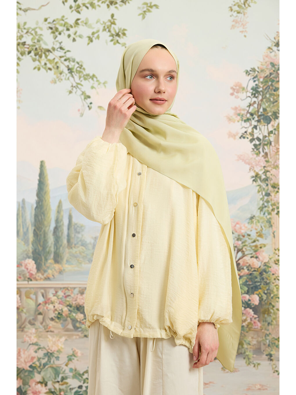 Floş Viskon Düz Şal Uçuk Yeşil-3