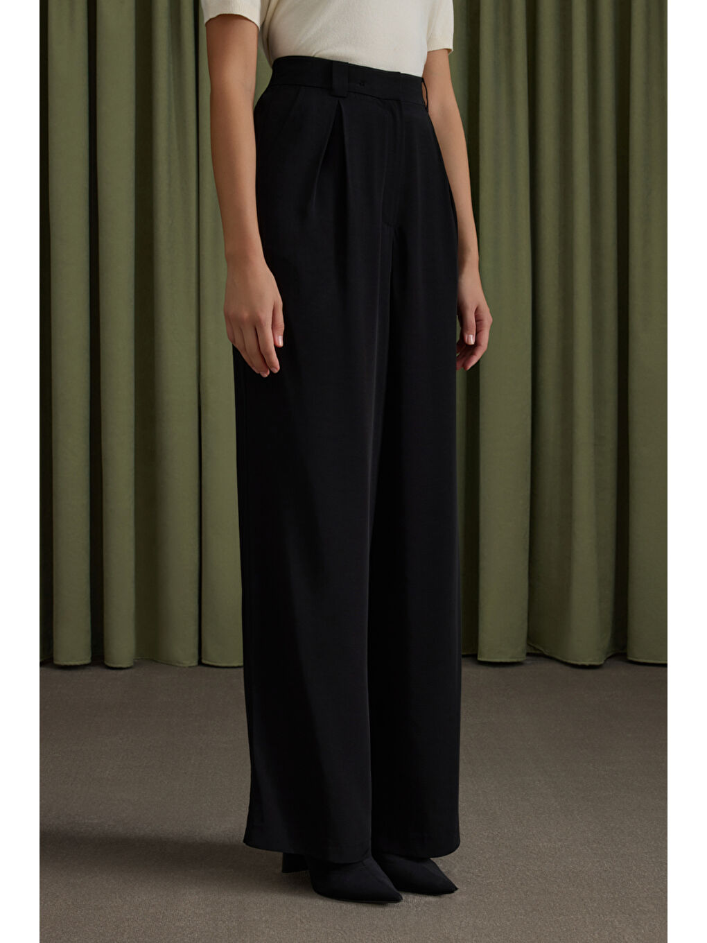 Siyah Rayon Viscon Pantolon-2