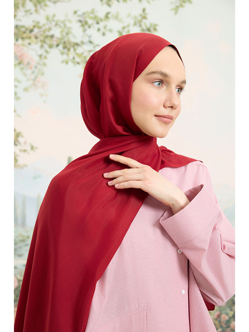 Floş Viskon Düz Şal Bordo