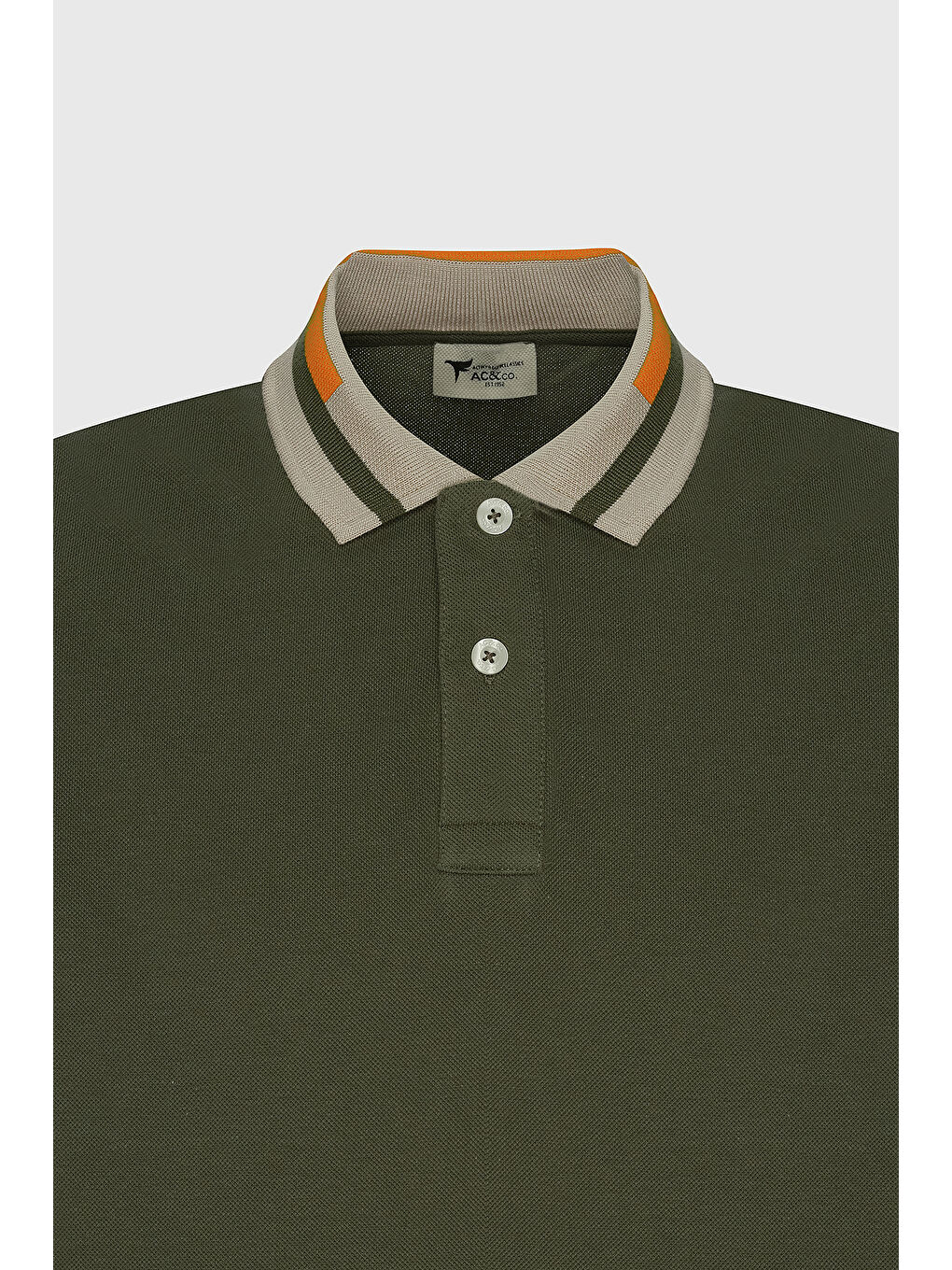 Erkek Haki Slim Fit Dar Kesim %100 Pamuk Polo Yaka Tişört-8