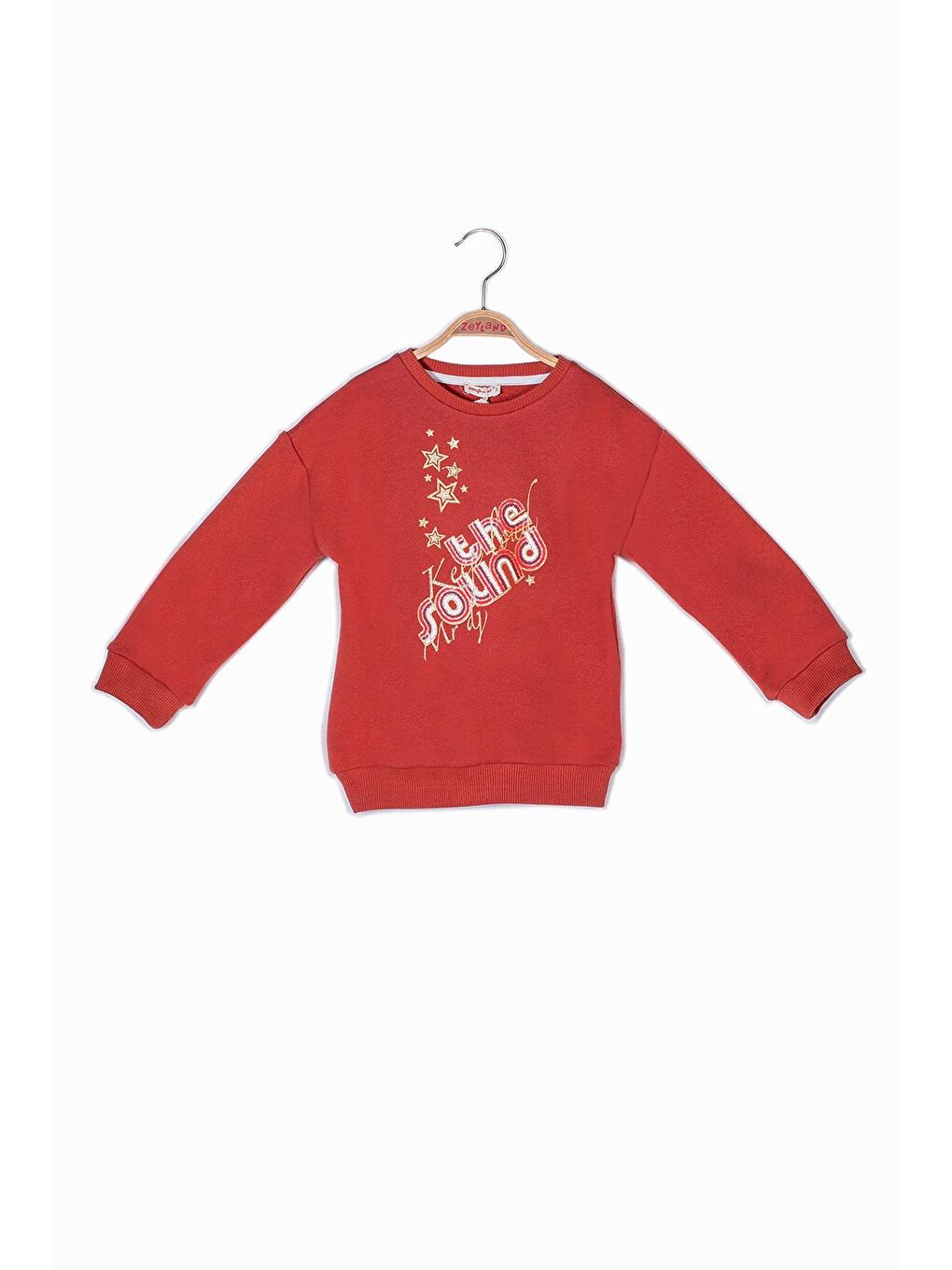 Kahverengi Kız Çocuk Simli Yazı Baskılı Sweatshirt-1