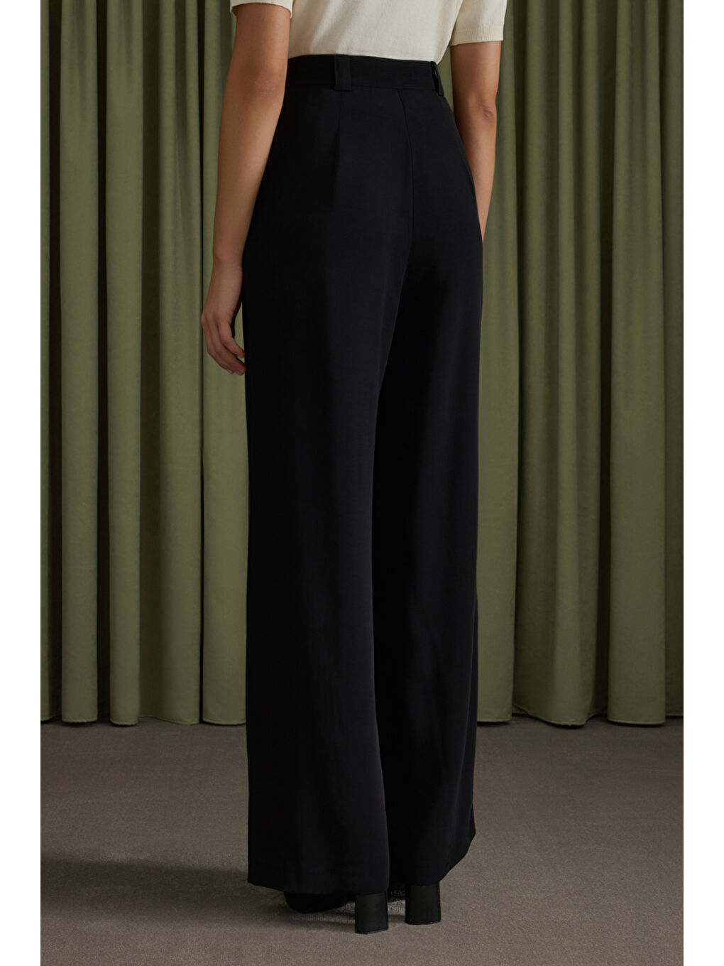 Siyah Rayon Viscon Pantolon-4