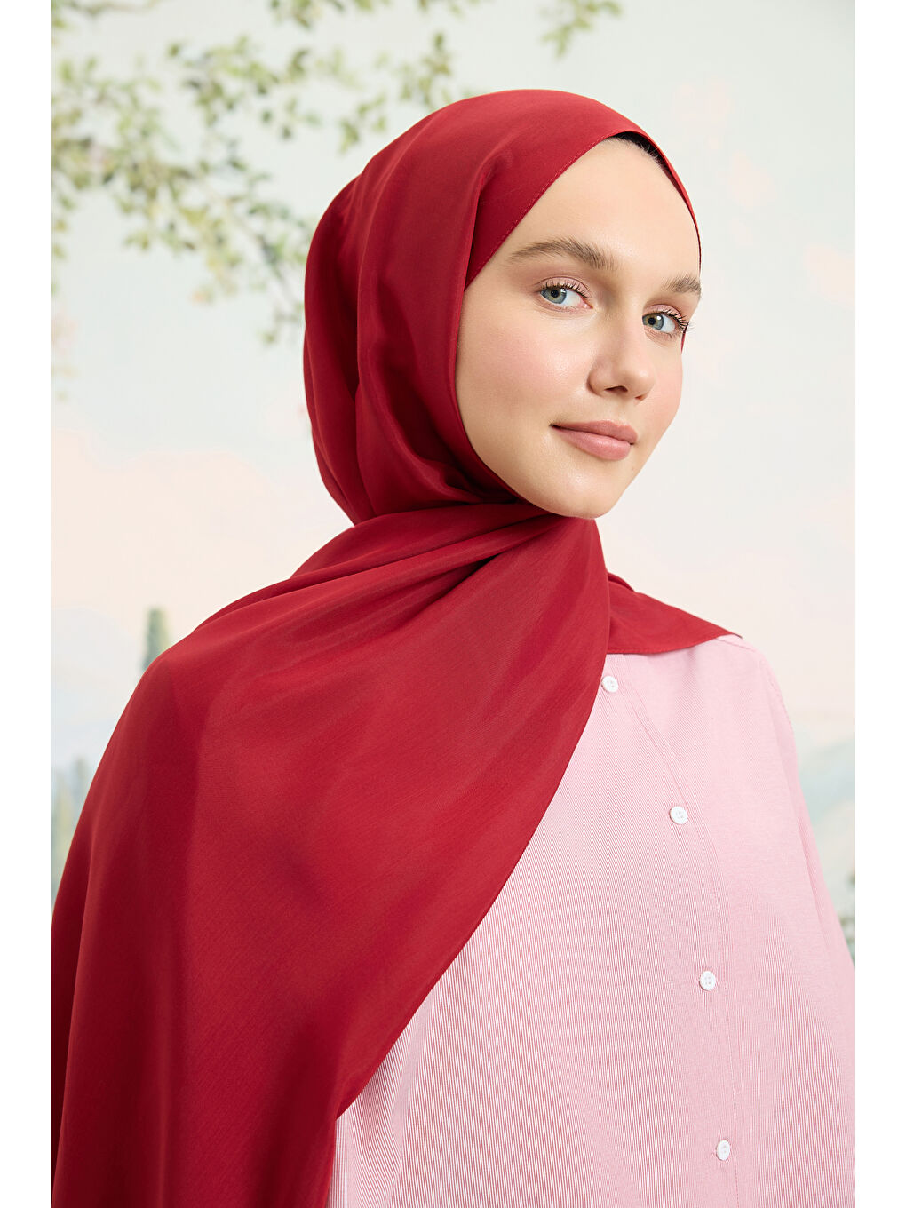 Floş Viskon Düz Şal Bordo-1