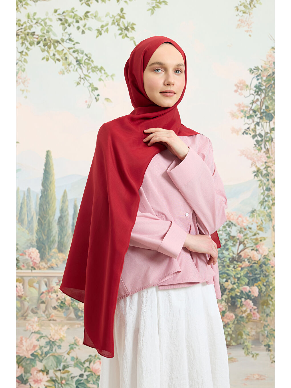 Floş Viskon Düz Şal Bordo-2